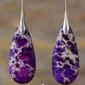 Bohemian teardrop earrings with purple imperial stone and silver hooks - Purple