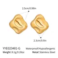 Detail von 18K vergoldeten geometrischen Edelstahl-Ohrringen mit Größenabmessungen - Goldener Stil (YYE023481-G)