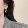 Minimalist S925 silver heart shaped earrings with polished hollow design for women - Popular Heart Hoop Earrings - A1174 Silver