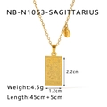 18k gold plated stainless steel Sagittarius zodiac necklace with rectangular pendant - Sagittarius