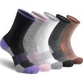 Multi-colored cotton crew sports socks with ribbed cuffs and arch support 5-pair set - One Size (37-45) / TK-1 Set (5 Pairs Pack)