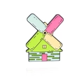 Spilla smaltata a forma di mulino a vento colorato in lega di zinco per abiti - Casa del Mulino a Vento (CC2246)