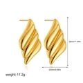 Detail view of 18K gold-plated wing earrings with dimensions 38mm x 22mm on white background - 38mm*22mm / Large Stainless Steel Wing