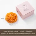 Handcrafted yellow peony flower scented candle with pink gift box and chamomile aroma - Morandi Yellow/Chamomile