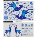 Christmas window decals with blue gradient reindeer and snowflake patterns, set of 2 sheets - Blue Reindeer Snowflake (BQ071/1 Sheet)