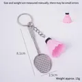 Mini badmintonracket sleutelhanger van legering met roze shuttle en frame van 8,1 cm - Roze Shuttle + Racket
