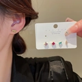 Vista dettagliata del set di orecchini in zircone colorato con perni in argento 925 - Perno in Argento Sterling 925/Zirconia / Zircone colorato (Set da 5 pezzi)