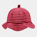 Cappello a secchiello a quadretti rossi e rosa per bambine con tesa ondulata e traspirante - Rosso