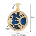 Pendentif céleste soleil lune et étoiles en doré avec émail bleu et cristaux pavés - Agate Bleu Étoile Lune