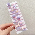 Cute brown and purple cartoon hair ties set featuring stars and bears for girls - Purple 10-Piece Set