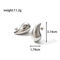 Orecchini a goccia in acciaio inossidabile argento lucido con texture martellata - ER-648 Orecchini Lisci Argento Taglia L