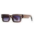 Square brown translucent sunglasses with purple gradient lenses and metal rivet details - Transparent Amber Frame Purple Gradient Lens (C7)