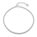 Elegant S925 sterling silver tennis bracelet featuring square-cut cubic zirconia and heart charm - Square Zircon Tennis Chain 16cm / Silver