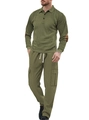 Conjunto de polo de manga larga y pantalón cargo verde oliva para hombre en punto - S / Verde Militar