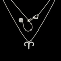 Silver Aries zodiac pendant necklace with sparkling cubic zirconia on a black background - Aries / Silver