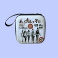 Mini tinplate white coin purse with black handle and vintage cartoon illustration - Youth