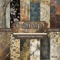 Grunge style 6x6 inch scrapbooking paper pack with vintage floral and architectural designs - R2510 24 Sheets