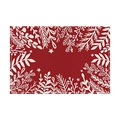 Red Christmas linen placemat with white winter holly and star patterns for dining tables - Red Plants / Regular Linen