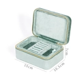 Mint green velvet double-layer kids jewelry organizer with ring slots 15x10.5x7cm - Mint Green
