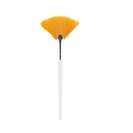 Fan-shaped makeup brush with bright orange soft bristles and a sleek white handle - Orange Bristles-White Handle