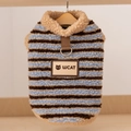 Sherpa fleece striped pet vest with metal D-ring attachment in blue and brown - S / Striped Bear Fleece Coat
