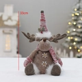 Standing Christmas reindeer plush doll with red striped hat and 33cm height mark - Large Reindeer (HM24-9802C)
