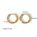 Détail des boucles d'oreilles hexagonales dorées 23mm avec spécifications de taille - Style Hexagone (TE6031-8)