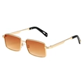 Gafas de sol rectangulares doradas vintage con lentes degradadas marrones unisex - Montura Dorada Doble Té