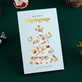 Light blue 3D Christmas card with gold foil tree cutout and starry patterns - Light Blue Christmas Tree - Greeting Card