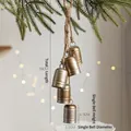 Set di 5 campanelli vintage in metallo bronzato con corda di iuta per decorazioni natalizie - Campana Piccola Vintage Champagne [Stile 5 Campanelli]