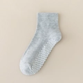 Medium gray anti-slip baby floor socks with white silicone dots and ribbed cuffs - Elastic Band Gray (Dotted Flat) / 8mo-2yr XS (Foot 9-12cm)