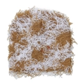 Detailed macro view of brown and white distressed knit beanie with fuzzy fringe texture - Brown