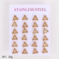 Set of 24 pieces gold stainless steel triangle stud earrings with clear zircon stones - Triangle Style / 12 Pairs Pack (8.8mm) / Gold