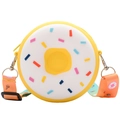 Cute donut silicone crossbody bag for girls with colorful sprinkles and wide strap - Yellow Donut