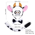 4-piece cow costume set with plush ears headband, nose, bow tie and long cow tail - Soft Tan Horn Cow 4-Piece Set