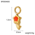Detailed view of a gold star pendant showing dimensions of 1.2cm by 0.5cm and 0.6g weight - Red Star (BP00046B3)