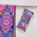 Quick-dry microfiber beach towel featuring colorful bohemian mandala print and matching bag - Geometric Ethnic (Double-sided Print with Cloth Bag)