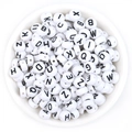 White circular acrylic alphabet beads for DIY bracelet jewelry making in bulk set - White + Black Text
