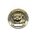 Antique bronze Sharpei pet identity tag with relief dog head and engravable area - Shar Pei