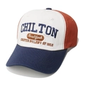 Detalle de gorra tricolor con bordado Chilton New York 3D sobre tejido de algodón de calidad - M (56-58cm) / Patchwork Blanco Roto Granate Azul Profundo (D)