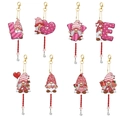 Set of 8 pink Valentine gnome diamond painting keychains with Love and heart motifs - Style 27