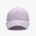 Classic soft top light purple baseball cap with white script embroidery and lace brim detail - Purple