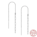 Elegant 925 sterling silver paperclip chain tassel threader earrings in a polished finish - Platinum-Style 5