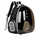 Classic black pet carrier backpack with tinted capsule window and ventilation holes - Side-open Black with Tea-colored Shell Panoramic