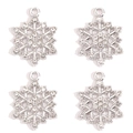 Set of four silver snowflake pendants with white rhinestones for DIY jewelry making - Silver Octagonal Rhinestone Snowflake (Pack of 4)