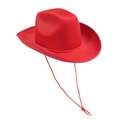 Classic red felt cowboy hat with adjustable chin strap for party and festive events - Western Lincoln Red+Drawstring / Size L - Hat Circumference 58cm - Hat Height 11cm
