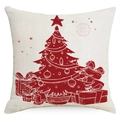 Kissenbezug mit Weihnachtsbaum-Print in Rot und Creme für festliche Heimdekoration - Standardgröße (Ohne Kissenfüllung) / Beige Roter Baum (YMD174-1)