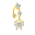 Piercing de nombril papillon doré avec zircons cubiques en acier inoxydable - XY-5 Style Papillon