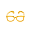 Creative gold-finished mini glasses-shaped open ring with polished metal surface - Gold Open Glasses Ring (8108)