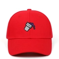 Gorra de béisbol de algodón rojo con bordado de copa de helado y diseño de seis paneles - Ajustable / Rojo